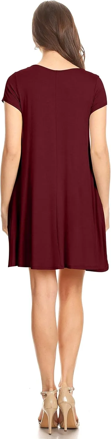 Casual T Shirt Dress for Women Flowy Tunic Dress with Pockets Reg and Plus Size