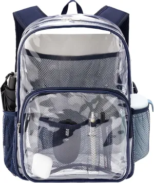 Clear Backpack Heavy Duty Pvc Bookbag for School - See Through Transparent Stadium Approved Backpacks for Women Concert Sport Venues Work Travel,Blue