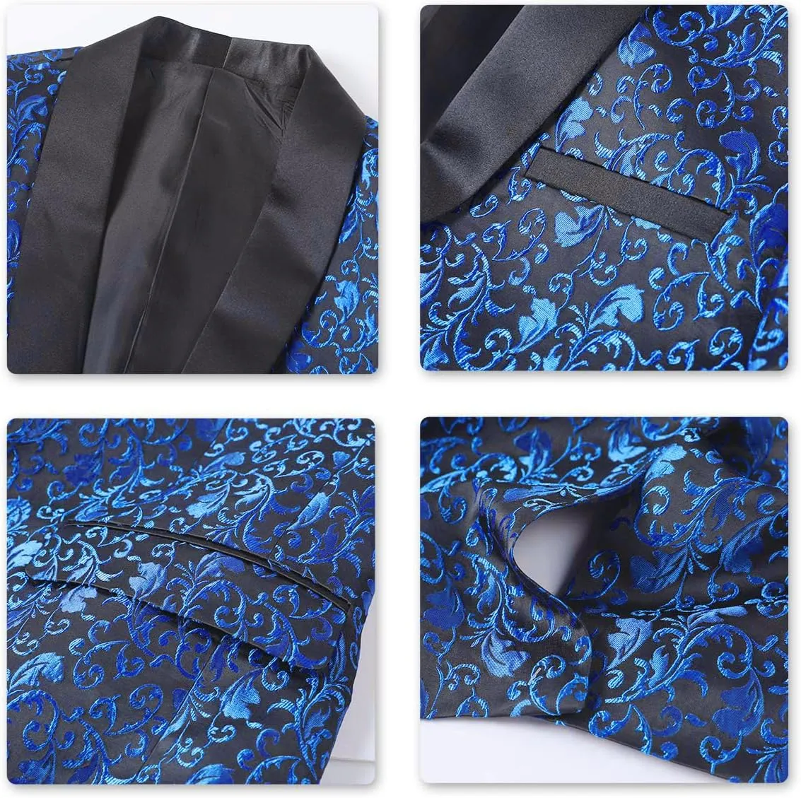 Cloudstyle Mens Floral Jacquard Dress Suit Jacket 1 Button Print Tux Blazer Sport Coat