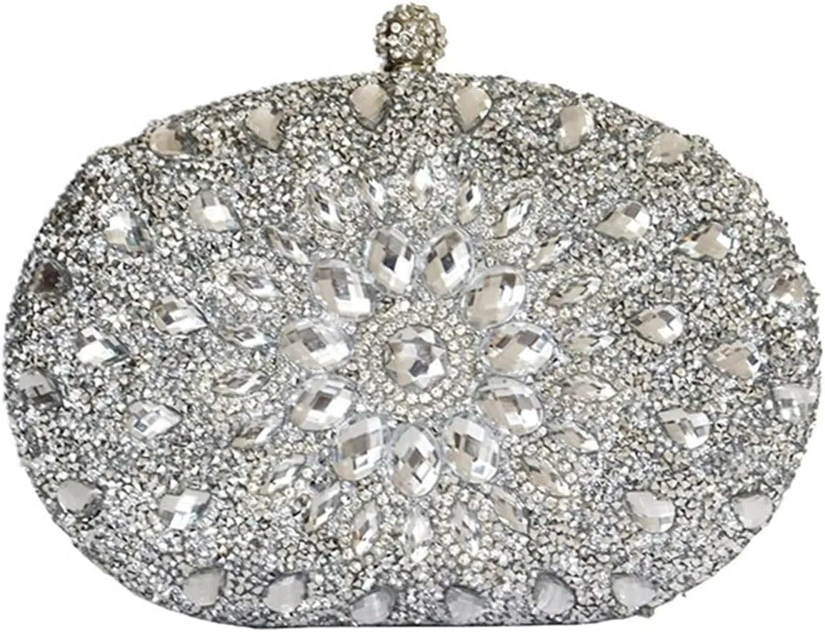 Clutch Purses for Women Diamond-Encrusted Egg-Shaped Rhinestone Evening Handbag Fashionable Dinner Bag for Special Occasions