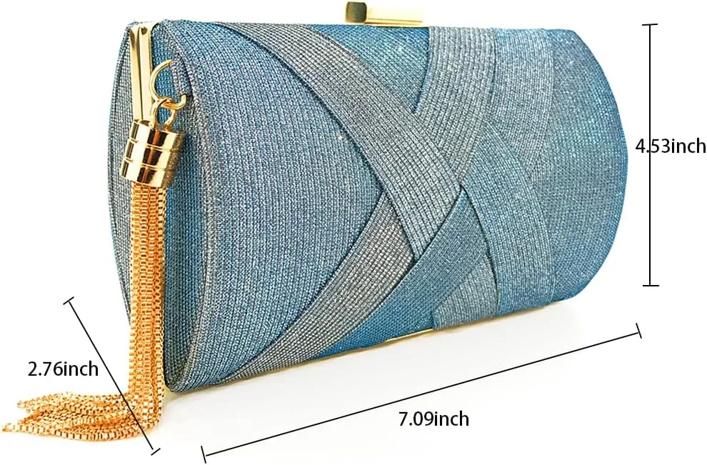 Clutch Purses for Women Wedding Party Prom Evening Bags tassel Handbag Shoulder Crossbody Bag With Detachable Chain