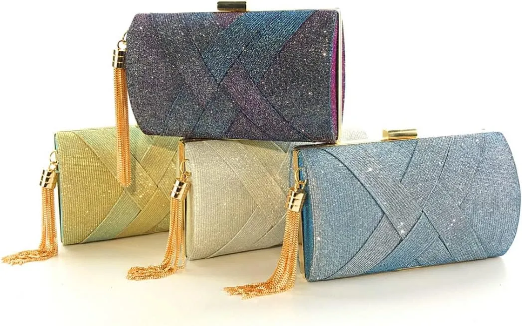 Clutch Purses for Women Wedding Party Prom Evening Bags tassel Handbag Shoulder Crossbody Bag With Detachable Chain