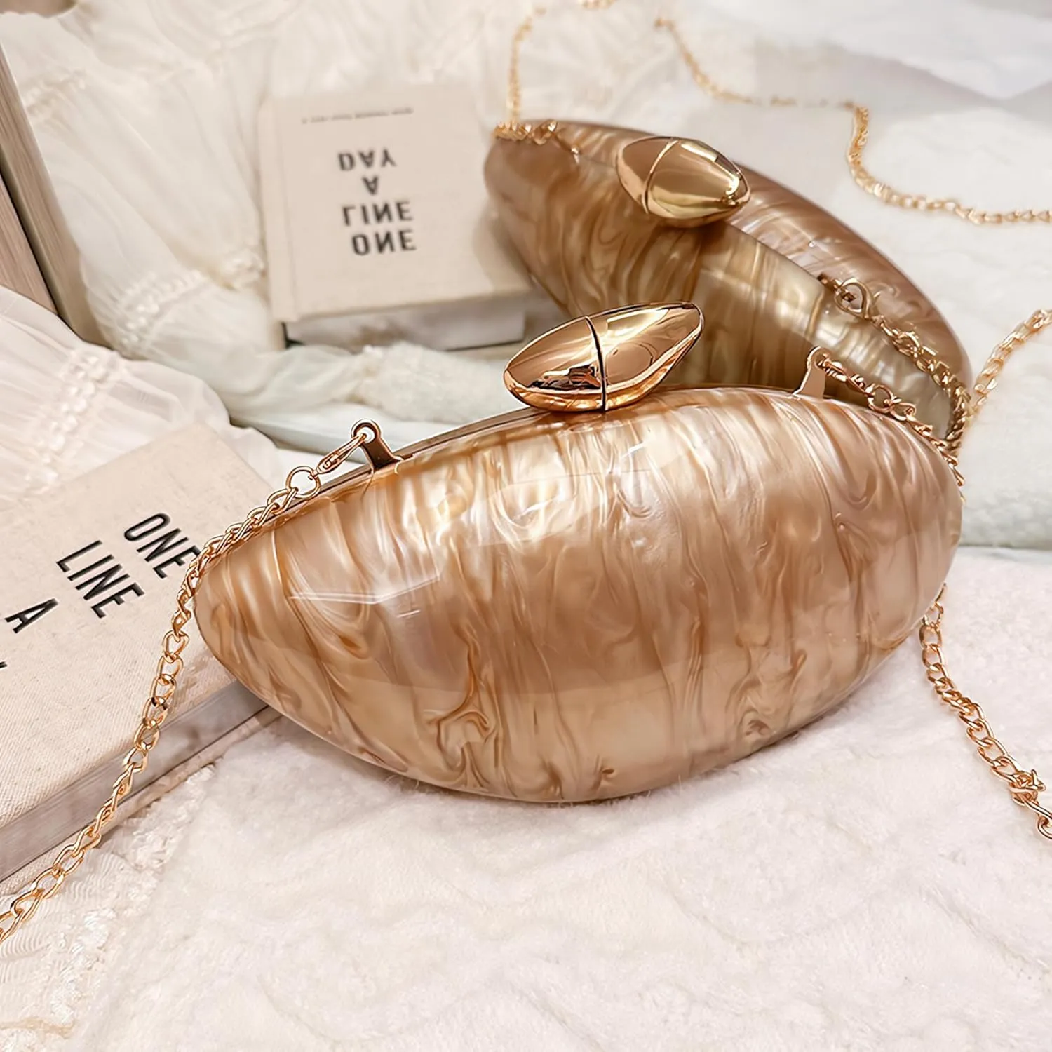 Clutch Purses for Women:Egg Shaped Womens Handbags,Shiny Evening Bags for Women,Womens Crossbody Purse Detachable Straps