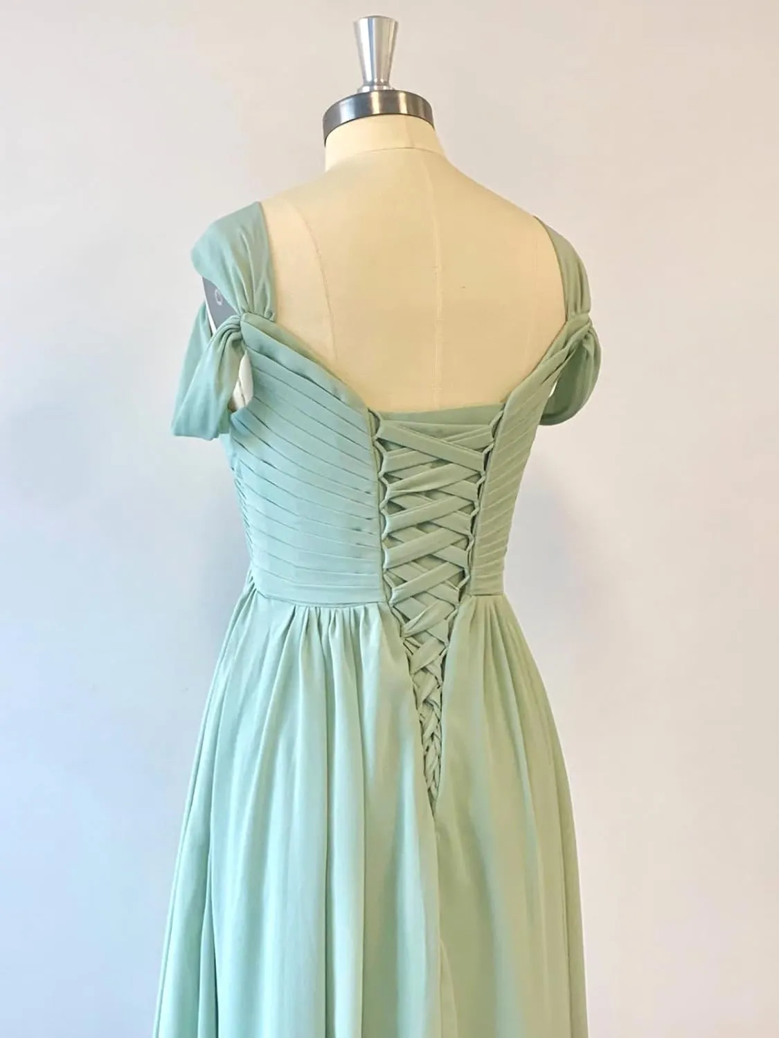 Cold Shoulder Chiffon Bridesmaid Dresses for Women Long Evening Dress Ruched Formal Gown with Slit WN004