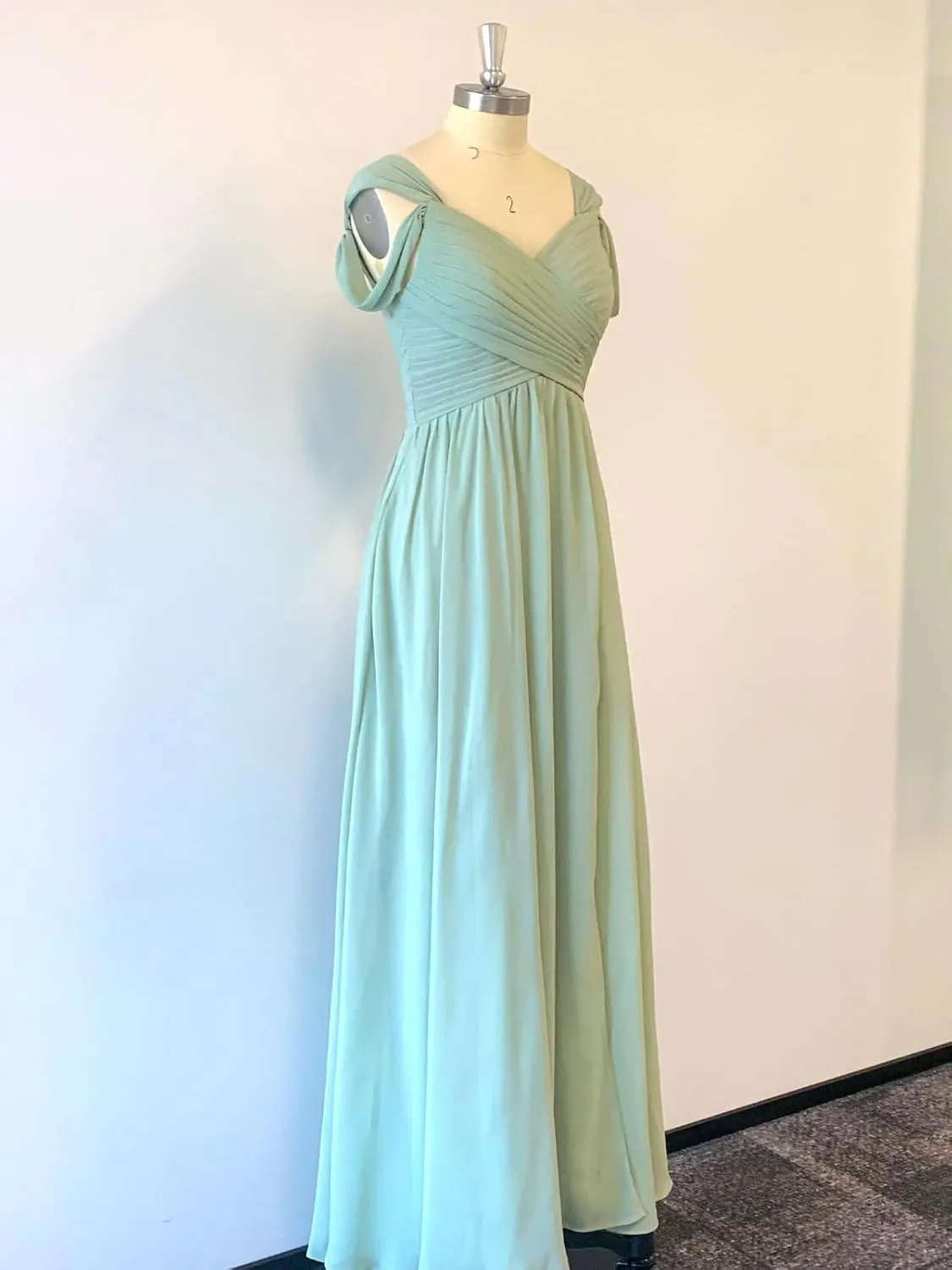 Cold Shoulder Chiffon Bridesmaid Dresses for Women Long Evening Dress Ruched Formal Gown with Slit WN004