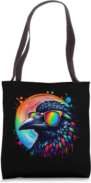 Cool Tie Dye Crow Sunglasses Bird Illustration Art Tote Bag