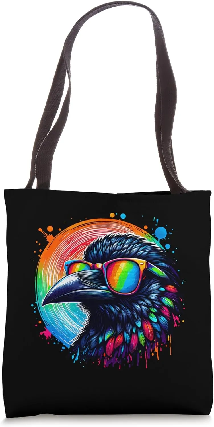Cool Tie Dye Crow Sunglasses Bird Illustration Art Tote Bag