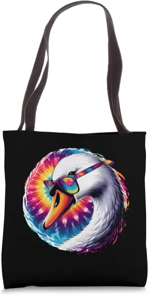 Cool Tie Dye Swan Sunglasses Bird Illustration Art Tote Bag