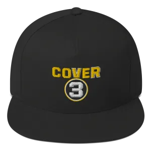 Cover 3 Logo Embroidered Flat Bill Hat