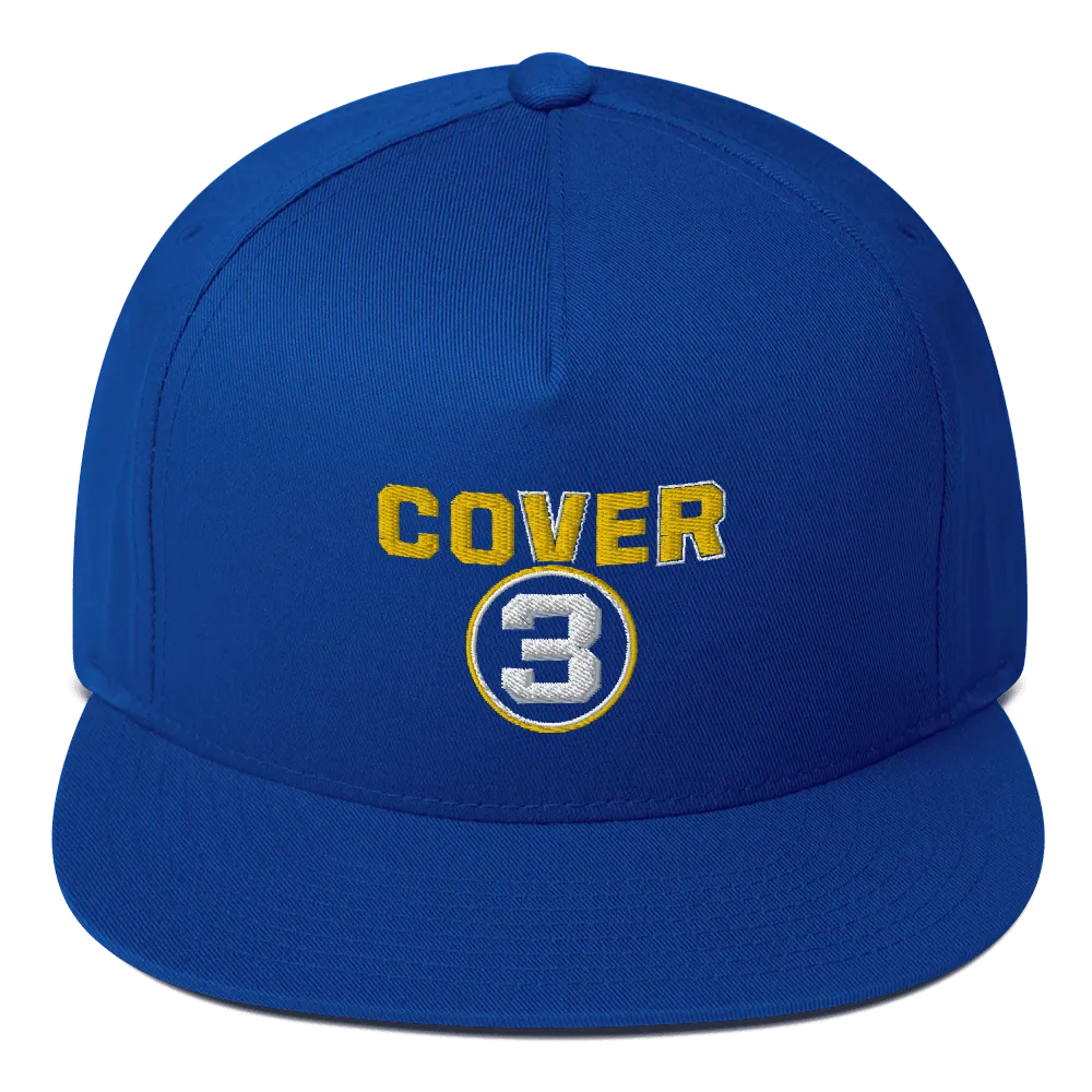 Cover 3 Logo Embroidered Flat Bill Hat