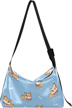 Cute Corgi Dog Ladies Leather Purses Hobo Large Crossbody Purse Graphic Animal Print Shoulder Handbag Purse