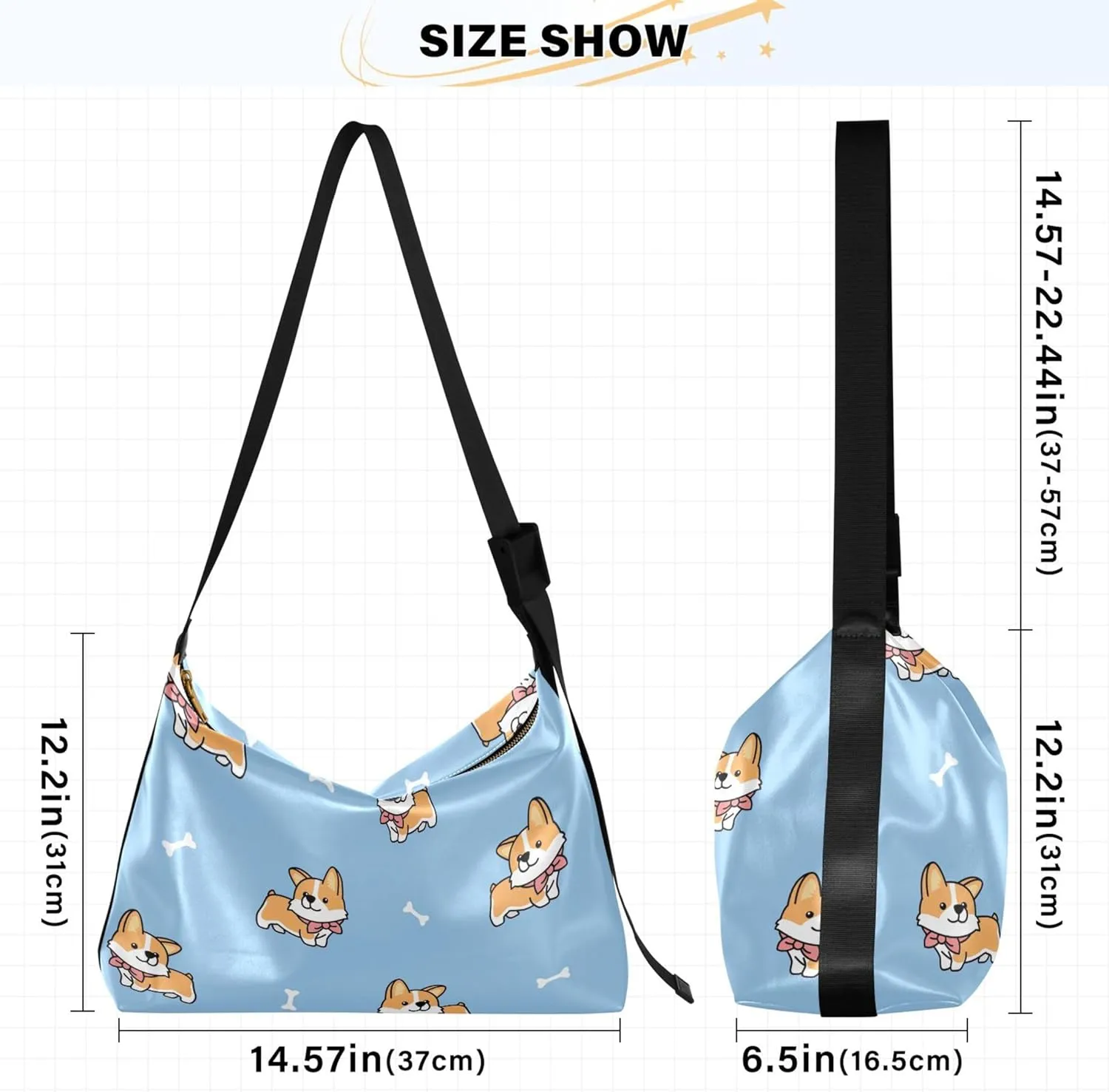 Cute Corgi Dog Ladies Leather Purses Hobo Large Crossbody Purse Graphic Animal Print Shoulder Handbag Purse