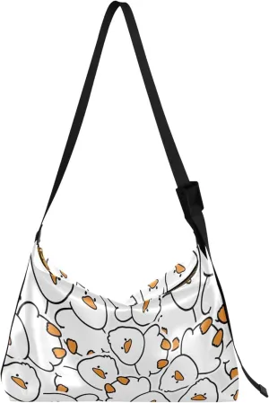 Cute Duck Sit Sticker Soft Leather Handbags Hobo Large Crossbody Bag Design Animal Print Women Handbags Purse