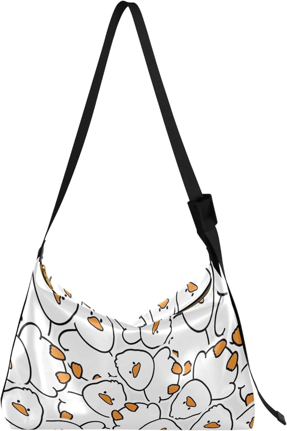 Cute Duck Sit Sticker Soft Leather Handbags Hobo Large Crossbody Bag Design Animal Print Women Handbags Purse