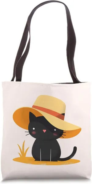 Cute Funny Cat Kitten Sun Hat Animal Summer Tote Bag