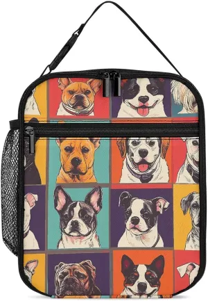 Dogs Puppies Artistic Photos Lunch Bag for Men Women Small Reusable Leakproof Insulated Lunch Box Adjustable Handbag