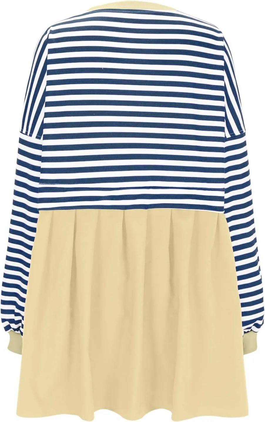 Dresses for Women 2024 Trendy Patchwork Striped Causal Long Sleeve Crewneck Sweatshirt Dress Cute Ruffle Mini Dress