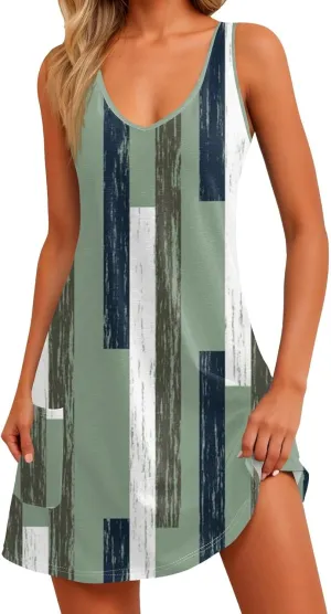 Dresses for Women 2025 Casual V Neck Mini Sleeveless Summer Sun Dress Loose Fit Sundresses with Pockets