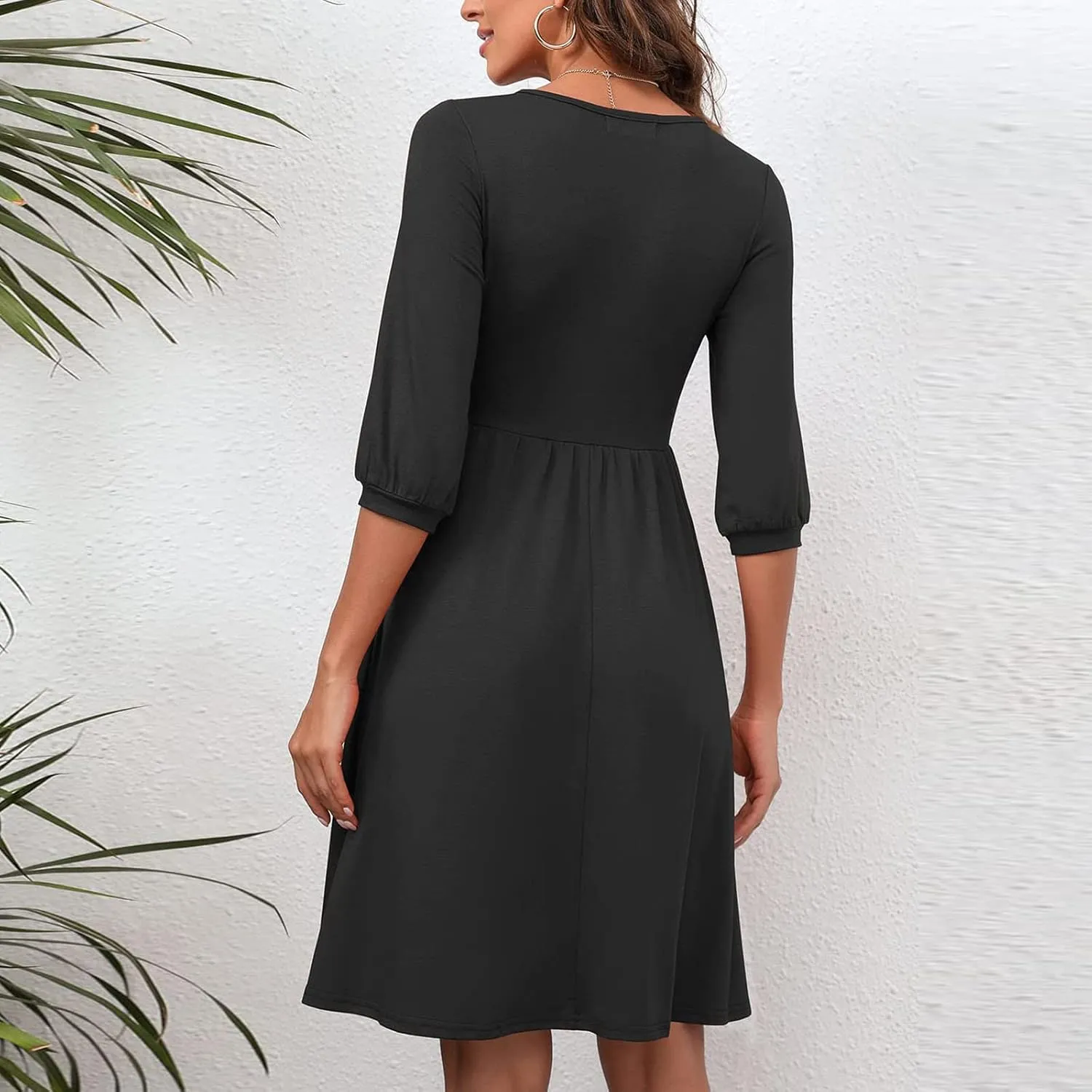 Dresses for Women Fall Casual V-Neck Button Down Pleated Dress with Pockets Outdoor Vacation Beach Bodycon Mini Dress