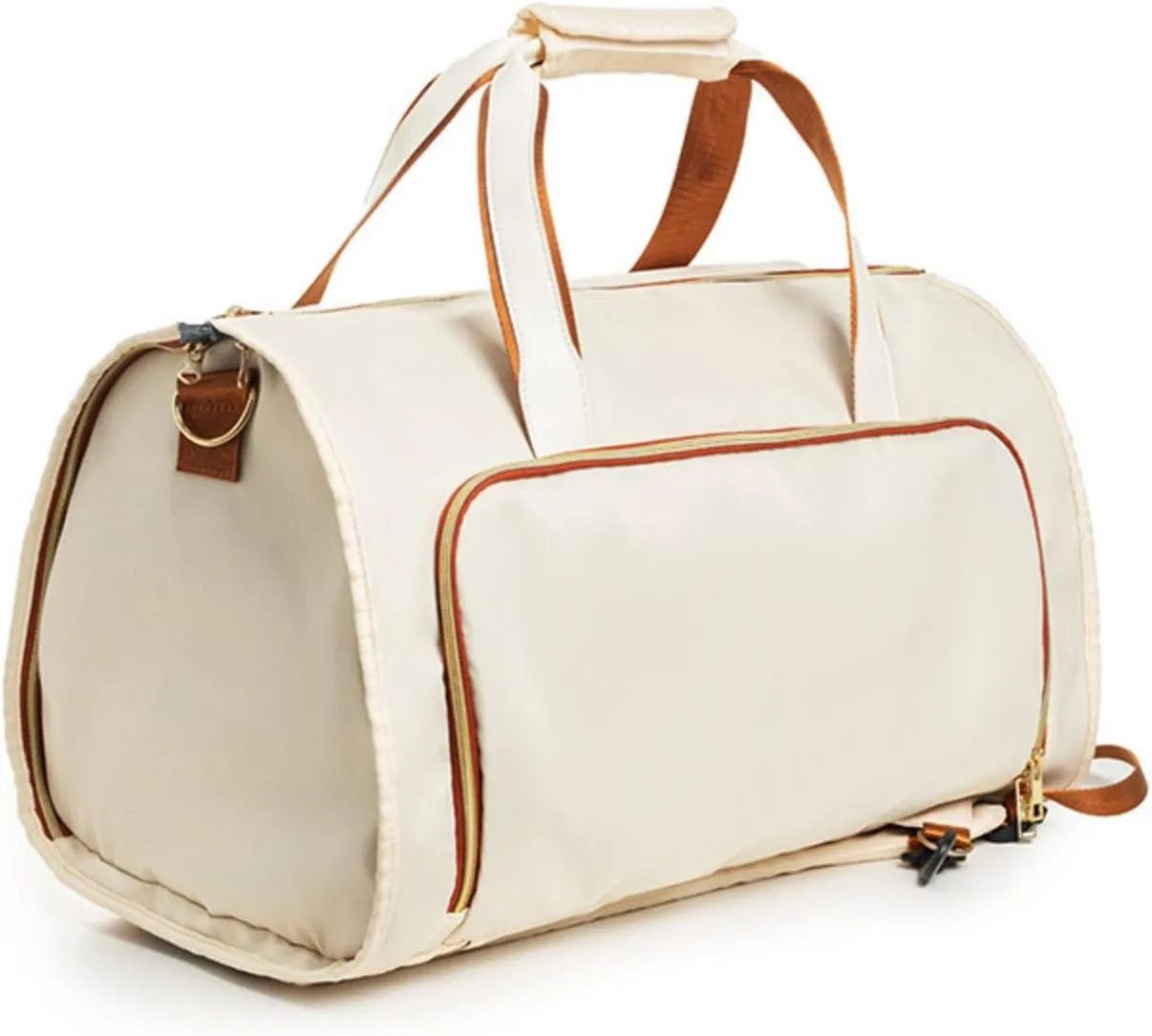 Duff Travel Bag, Convertible Duffel Suit Carrier, Wrinkle-Free Storage for Men's Suits & Women's Evening Gowns, Foldable Hanging Garment Organizer (Beige,21.5x11x13 inch)