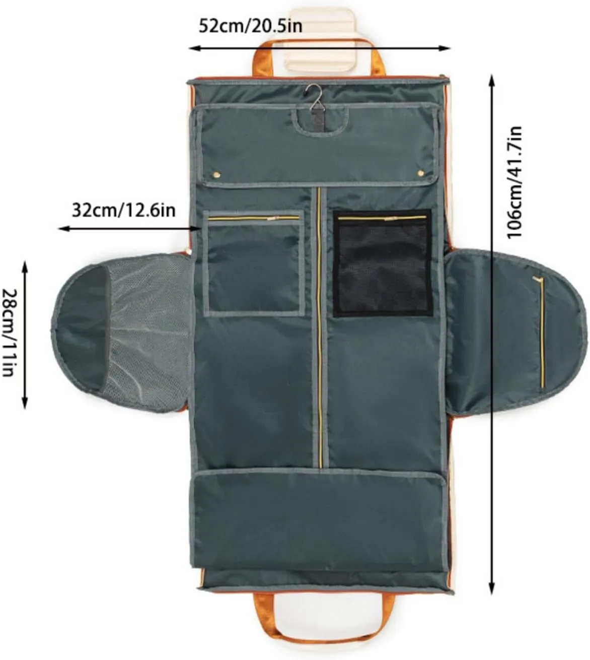 Duff Travel Bag, Convertible Duffel Suit Carrier, Wrinkle-Free Storage for Men's Suits & Women's Evening Gowns, Foldable Hanging Garment Organizer (Beige,21.5x11x13 inch)