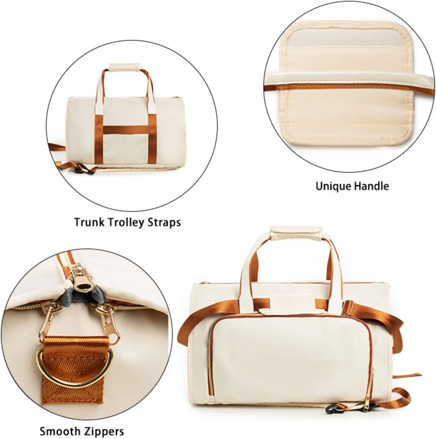 Duff Travel Bag, Convertible Duffel Suit Carrier, Wrinkle-Free Storage for Men's Suits & Women's Evening Gowns, Foldable Hanging Garment Organizer (Beige,21.5x11x13 inch)