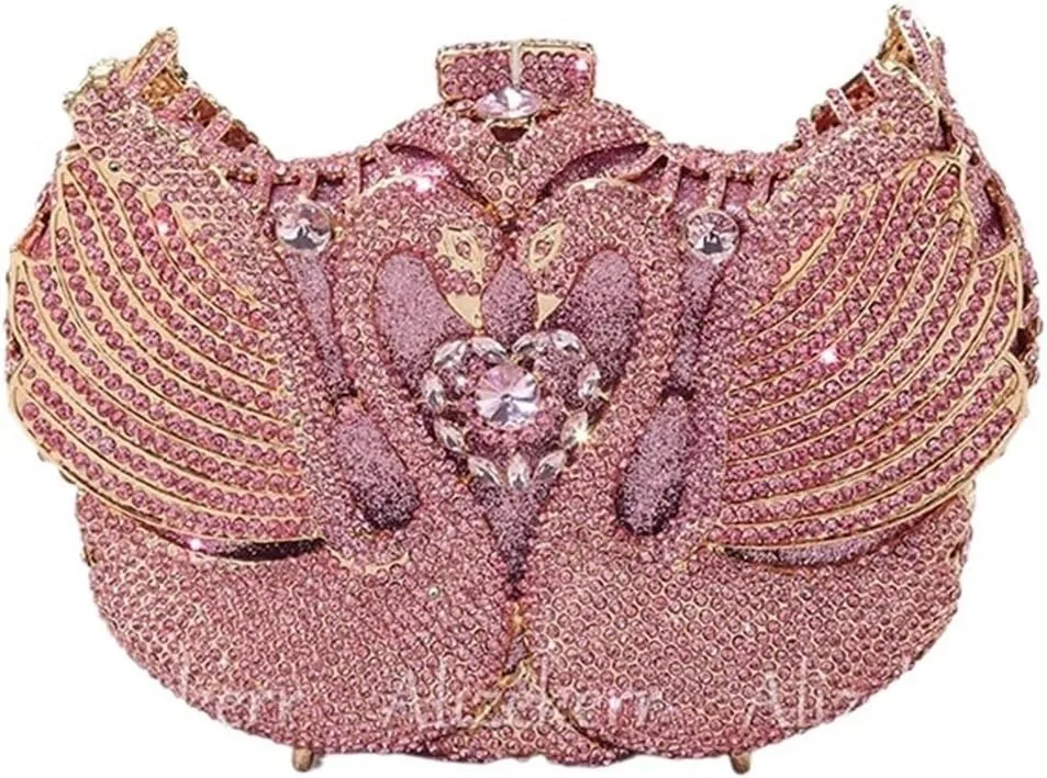 Evening Bag Swan Shaped Rhinestone Evening Bags Women Gorgeous Diamond Metal Clutch Purses And Handbags Wedding Party