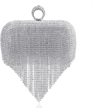 Evening Bag Tassel Diamonds Evening Bags Finger Ring Small Clutch Chain Shoulder One Side Rhinestones Party Wedding Handbags