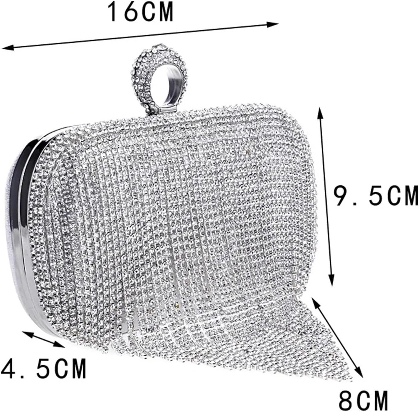 Evening Bag Tassel Diamonds Evening Bags Finger Ring Small Clutch Chain Shoulder One Side Rhinestones Party Wedding Handbags
