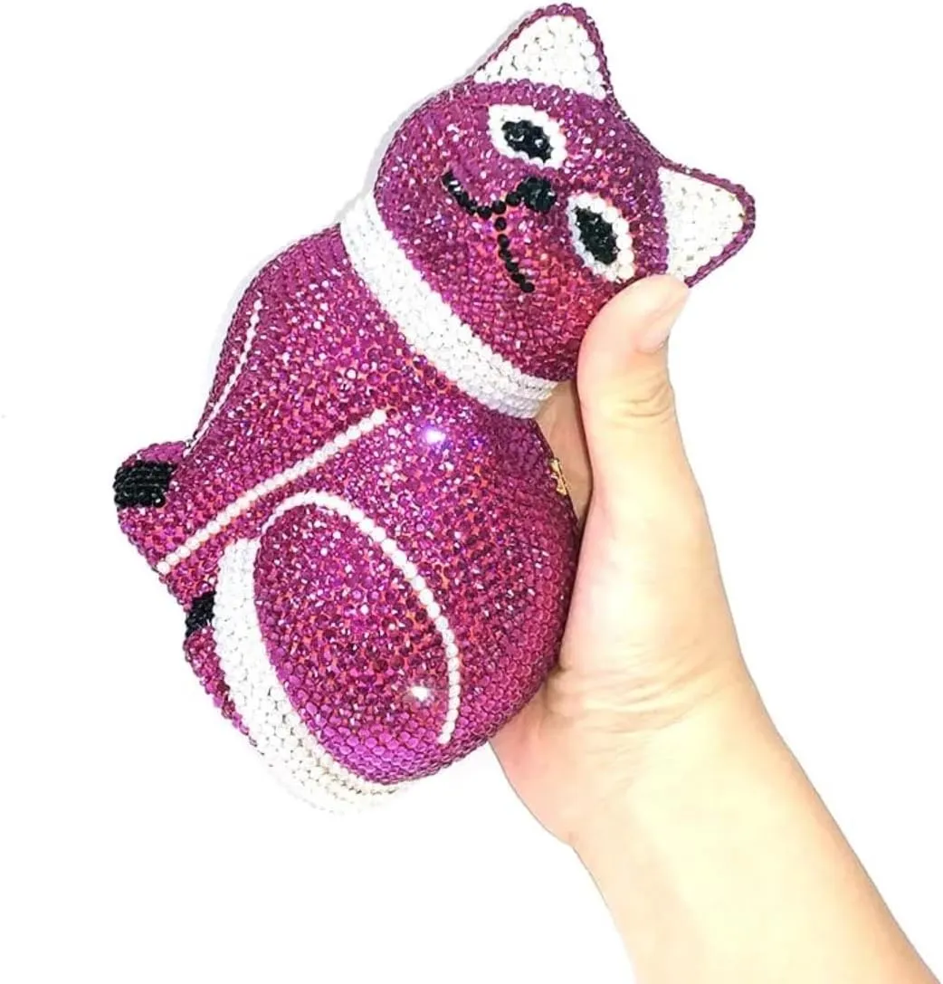 Evening Clutch Bags Bling Cocktail Party Rhinestone Handbag Crystal Cat Shape Crossbody bag