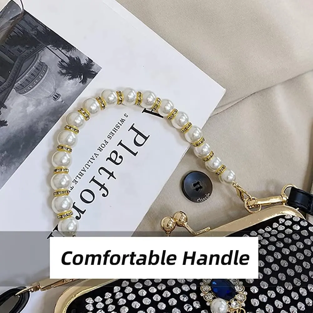 Evening Handbag for Women Girls Bling Shoulder Bag Kiss Lock Crossbody Bag Clutch Purse for Party Prom Wedding Dating