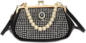 Evening Handbag for Women Girls Bling Shoulder Bag Kiss Lock Crossbody Bag Clutch Purse for Party Prom Wedding Dating