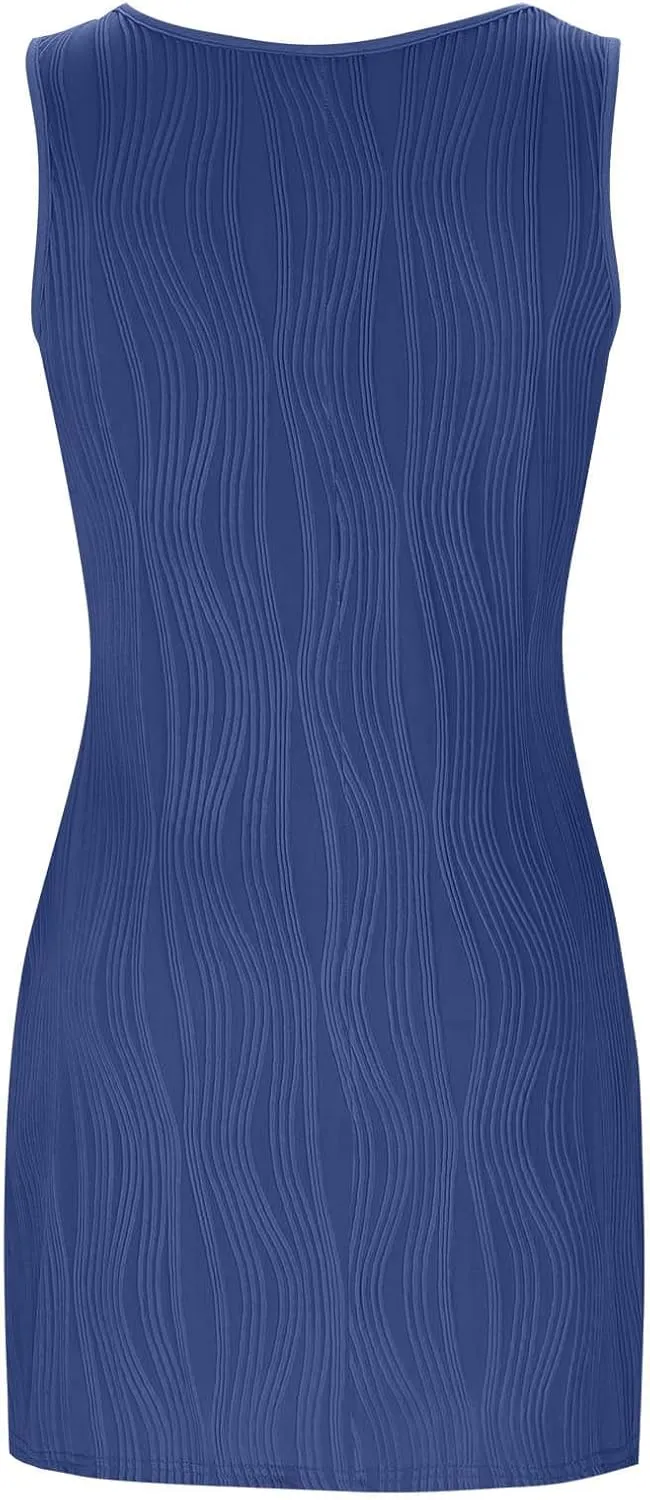 Finelylove Summer Spring Dresses for Women 2025 O Ring Shoulder Sleeveless Sundress Button A Line Mini Dress Beach Clothes
