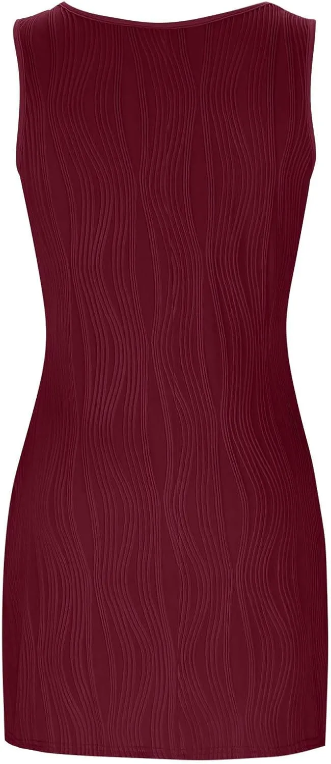 Finelylove Summer Spring Dresses for Women 2025 O Ring Shoulder Sleeveless Sundress Button A Line Mini Dress Beach Clothes