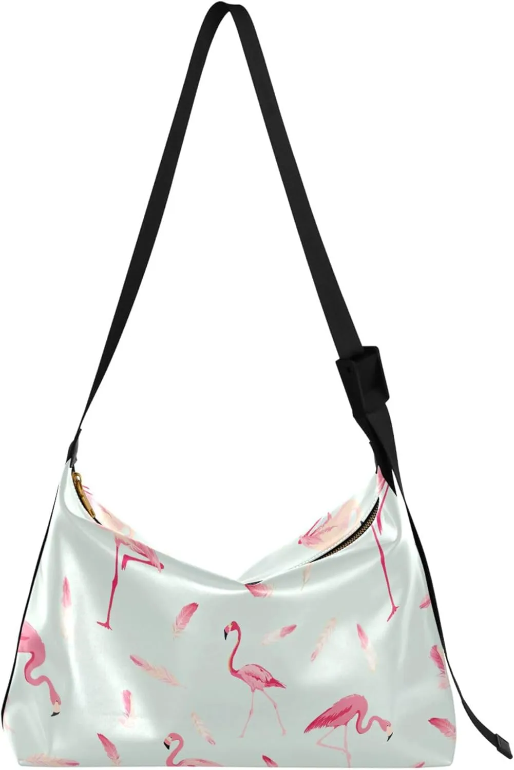 Flamingo Bird Feather Retro Leather Hobo Bags for Women Large Men Purses Pattern Animal Print Womens Fall Purses