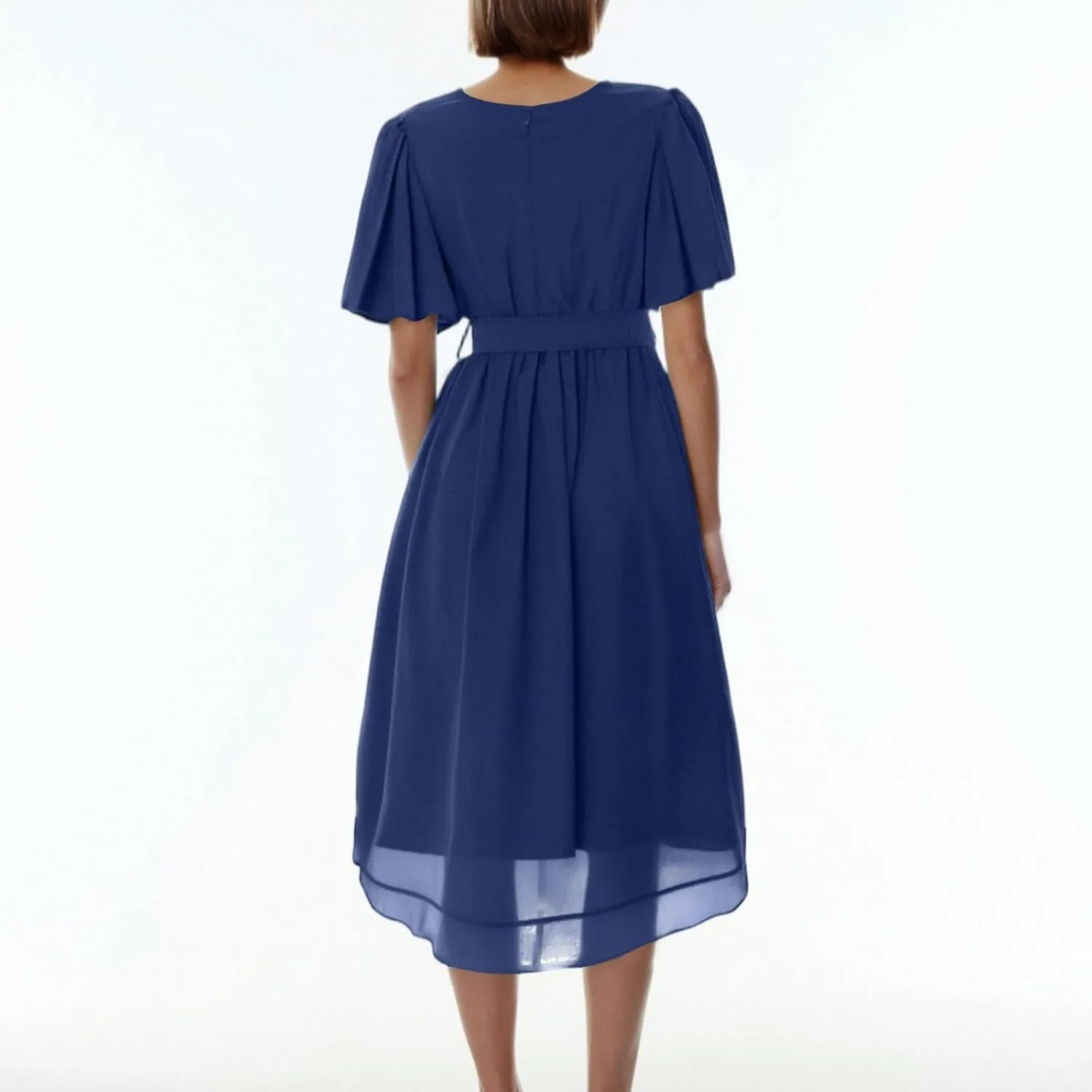 Formal Dresses for Women,Wrap Flowy Wedding Womens Midi Dress Chiffon Summer Sexy Dresses for Women Prom Cocktail