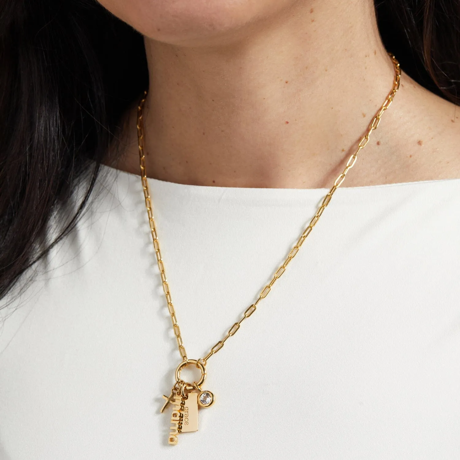 Front Clasp Mini Dog Tag Combination Necklace