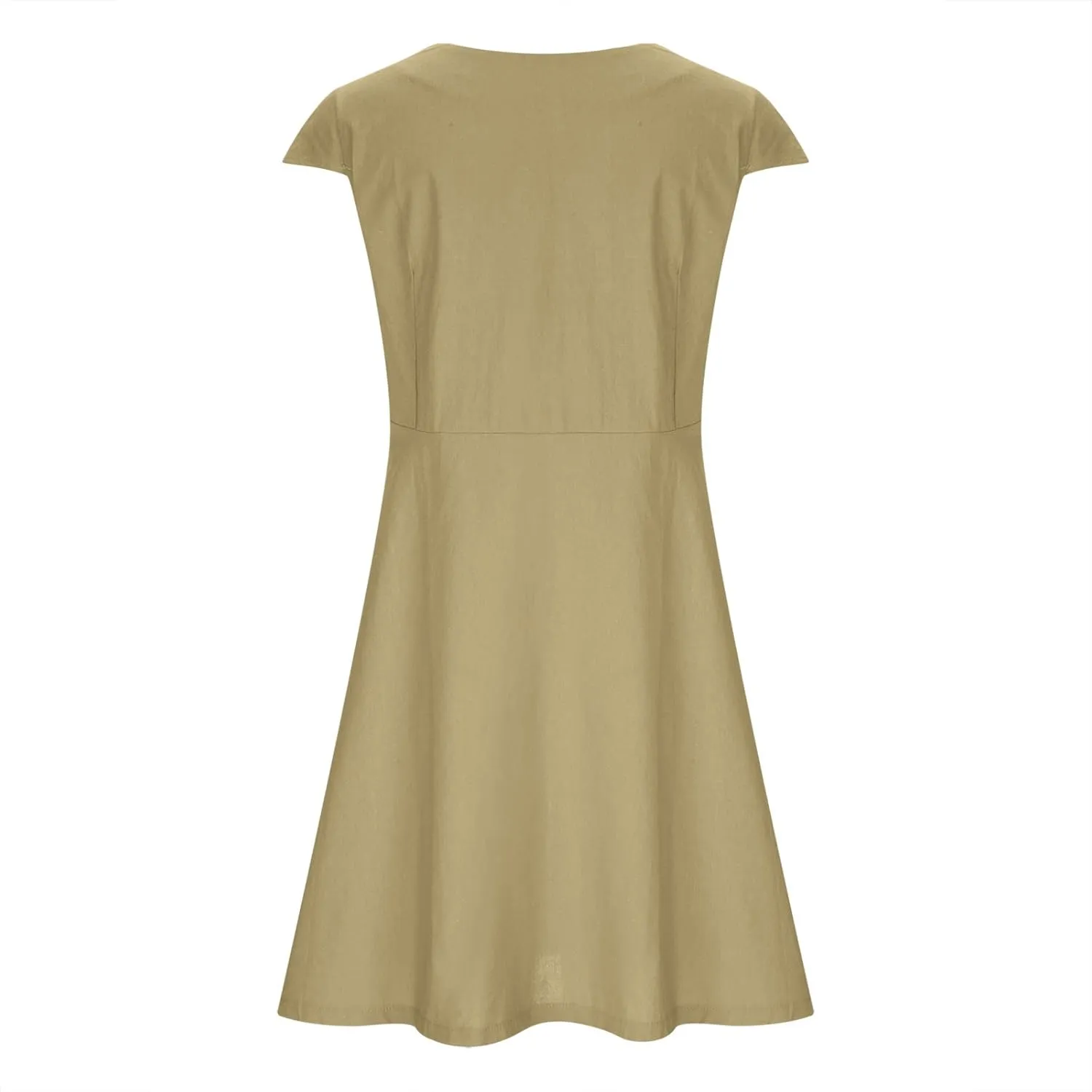 FZYLQY Women Summer Dresses 2024 Casual Back Zipper Cotton Linen Beach Vacation Knee Length Boat Neck Cap Sleeve Short Dress