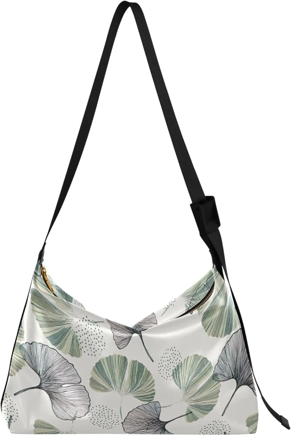 Gingko Leaf Plant Green Hobo Leather Bags for Women Large Crossbody Bag Trendy Animal Print Women's Shoulder Bag