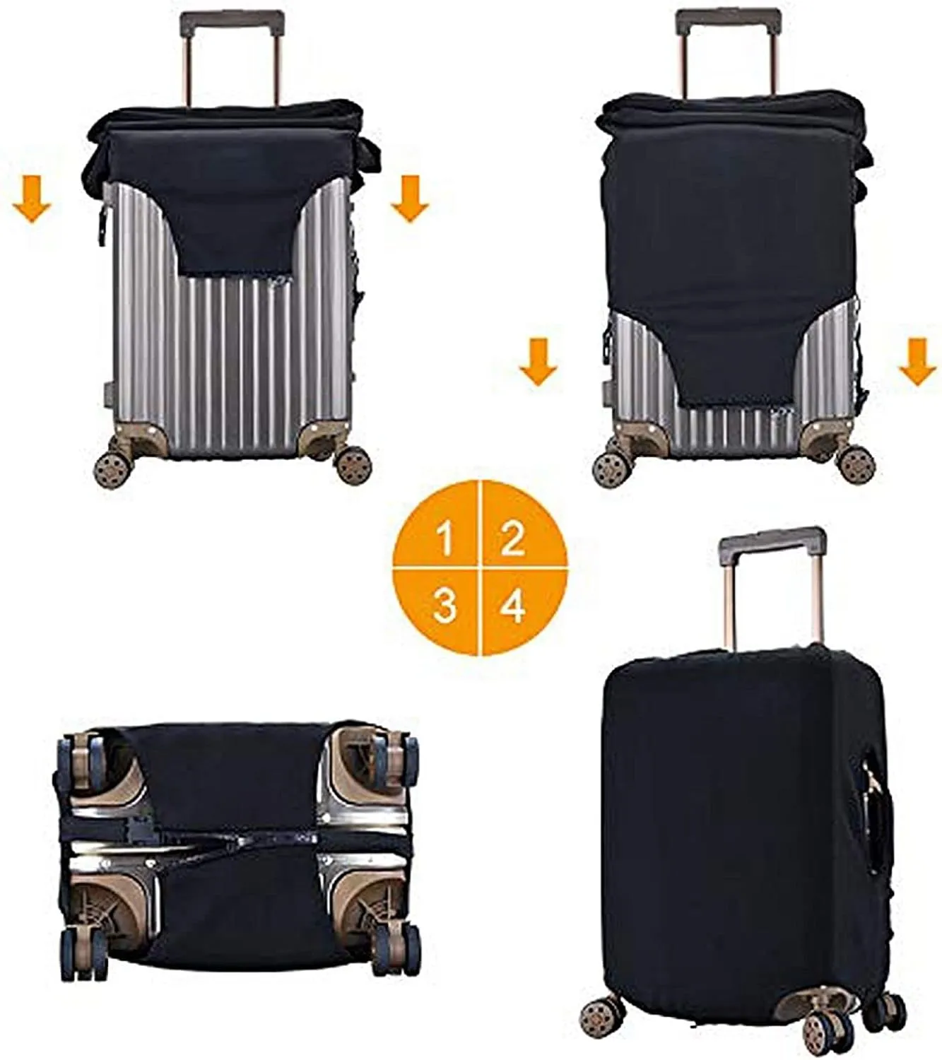 Glittering Gold Blue Pink Marble Travel Luggage Cover Fits 18-32 Inch Luggage, Elastic Suitcase Cover Protector with Concealed Zipper for Wheeled Suitcase Tsa Approved