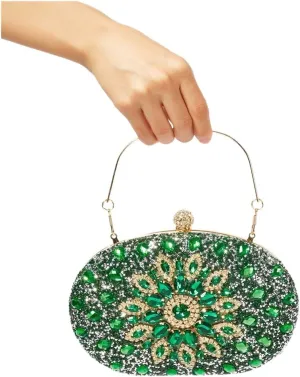 Gorgeous Shiny Mini Diamond-studded Rhinestone Floral Hand-held Dinner Bag For Wedding And Party