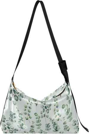 Green Leaves Leather Hobo Bags for Women Women's Large Purse Premium Leaf Print Womens Fall Purses