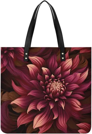 Handbags for WomenWine Red Artistic FlowerTrendy Vegan Leather Hobo Handbags,Women's Soft Bucket Bag For Women - Ladies Handbags For Work, Travel, Casual Use,Birthday Gifts