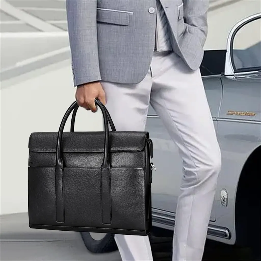 HBJWOV Men's Handbag Men's Bag Leather Large Capacity Computer Bag Men's Business Briefcase