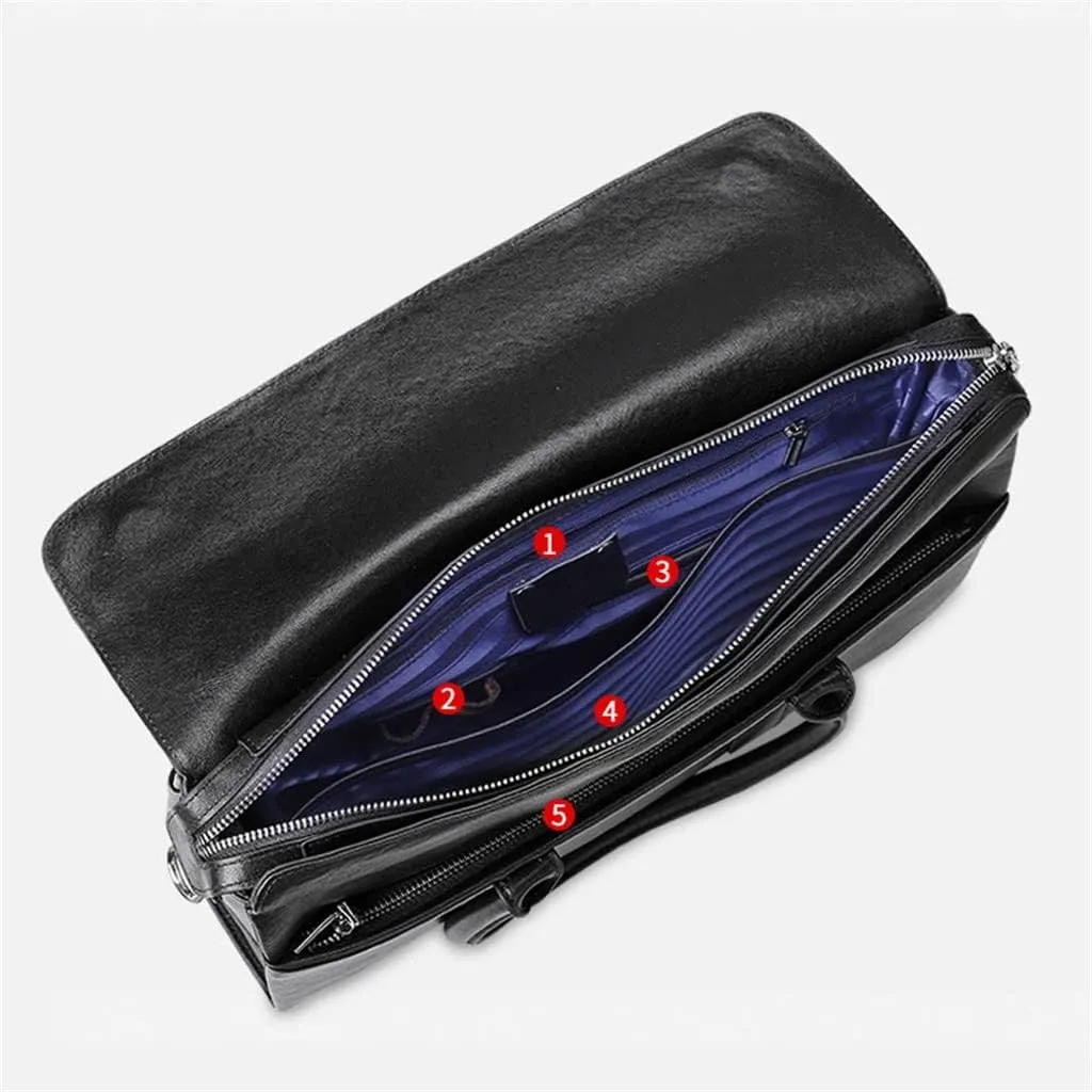 HBJWOV Men's Handbag Men's Bag Leather Large Capacity Computer Bag Men's Business Briefcase