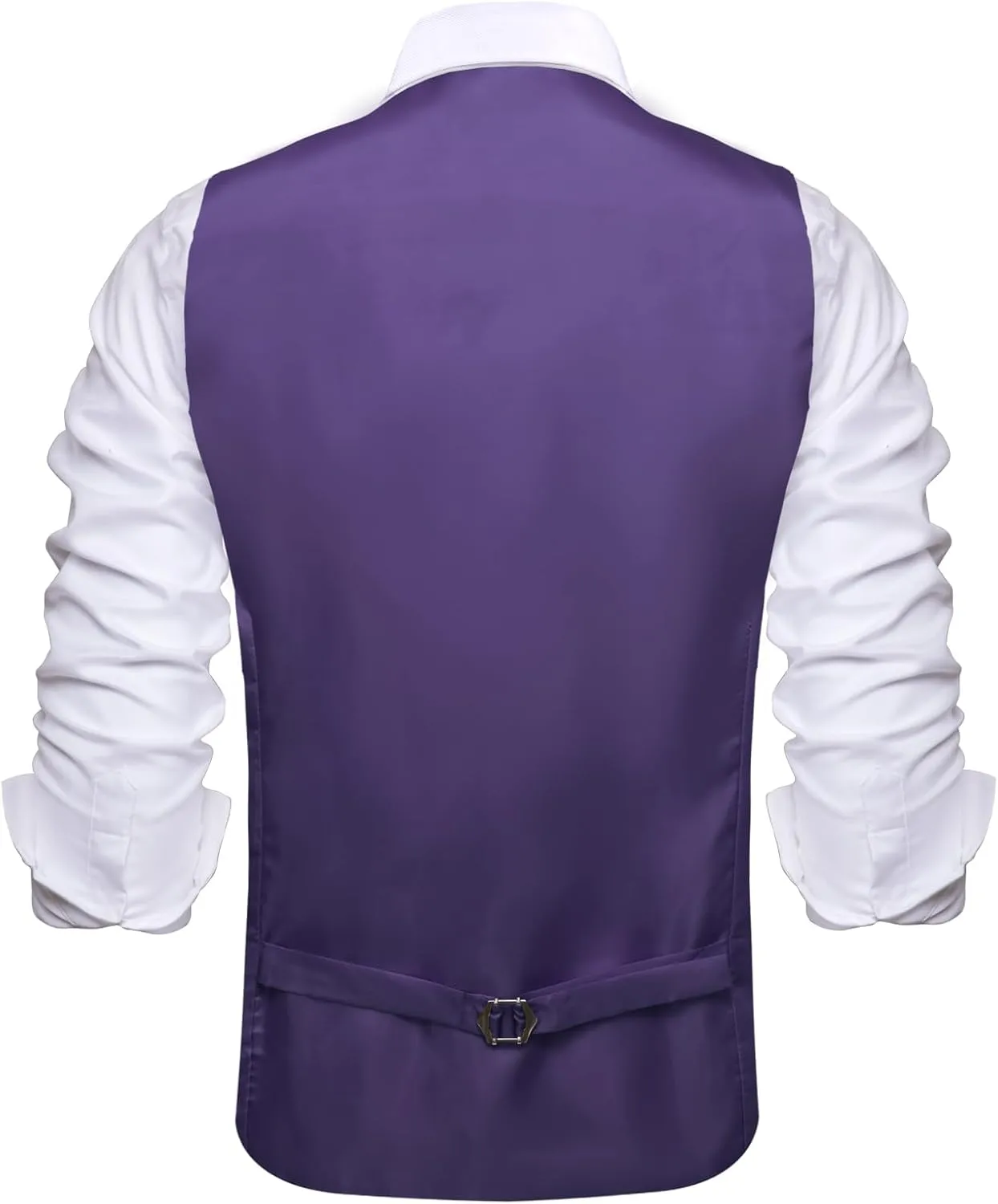 Hi-Tie Men's Silk Suit Vest Formal Vest for Men V Neck Jacquard Tie Handkerchief Cufflinks 4PCS Suits
