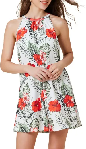 JOYSHAPER Built in Bra Summer Dress Casual Beach Sundress Flowy Halter Dress