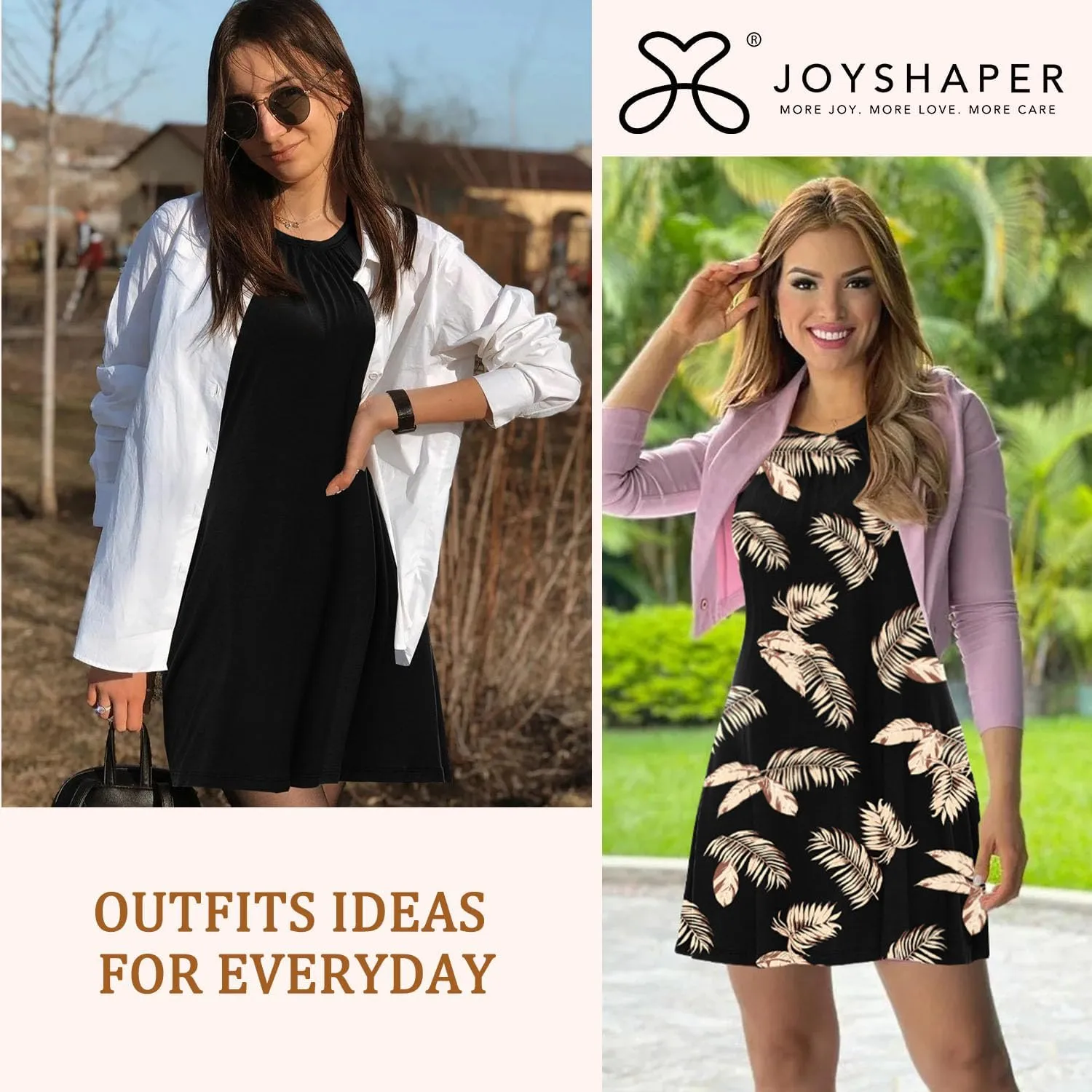 JOYSHAPER Built in Bra Summer Dress Casual Beach Sundress Flowy Halter Dress