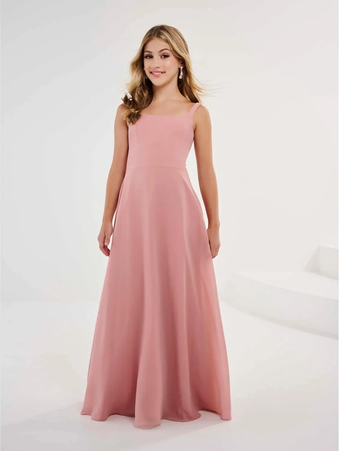 Junior Girls Bridesmaid Dress for Wedding Chiffon Straps Flower Girl Dresses for Teen 2025 Wedding Guest Pageant