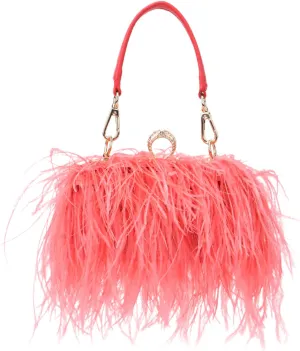 KUANG! Real Natural Ostrich Feather Clutch Evening Bag Fashion Handbag Purse for Banquet Party